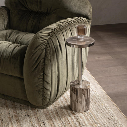 Jordyn Round Small Accent Table - Sepia Vein