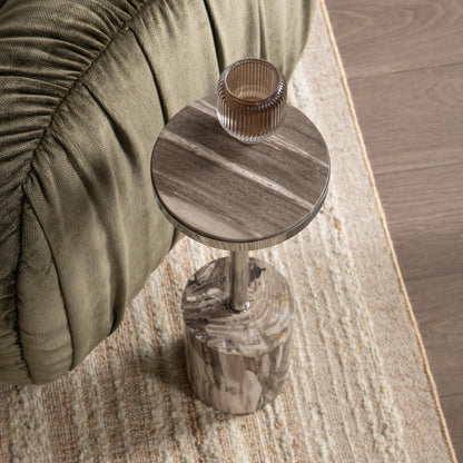 Jordyn Round Small Accent Table - Sepia Vein