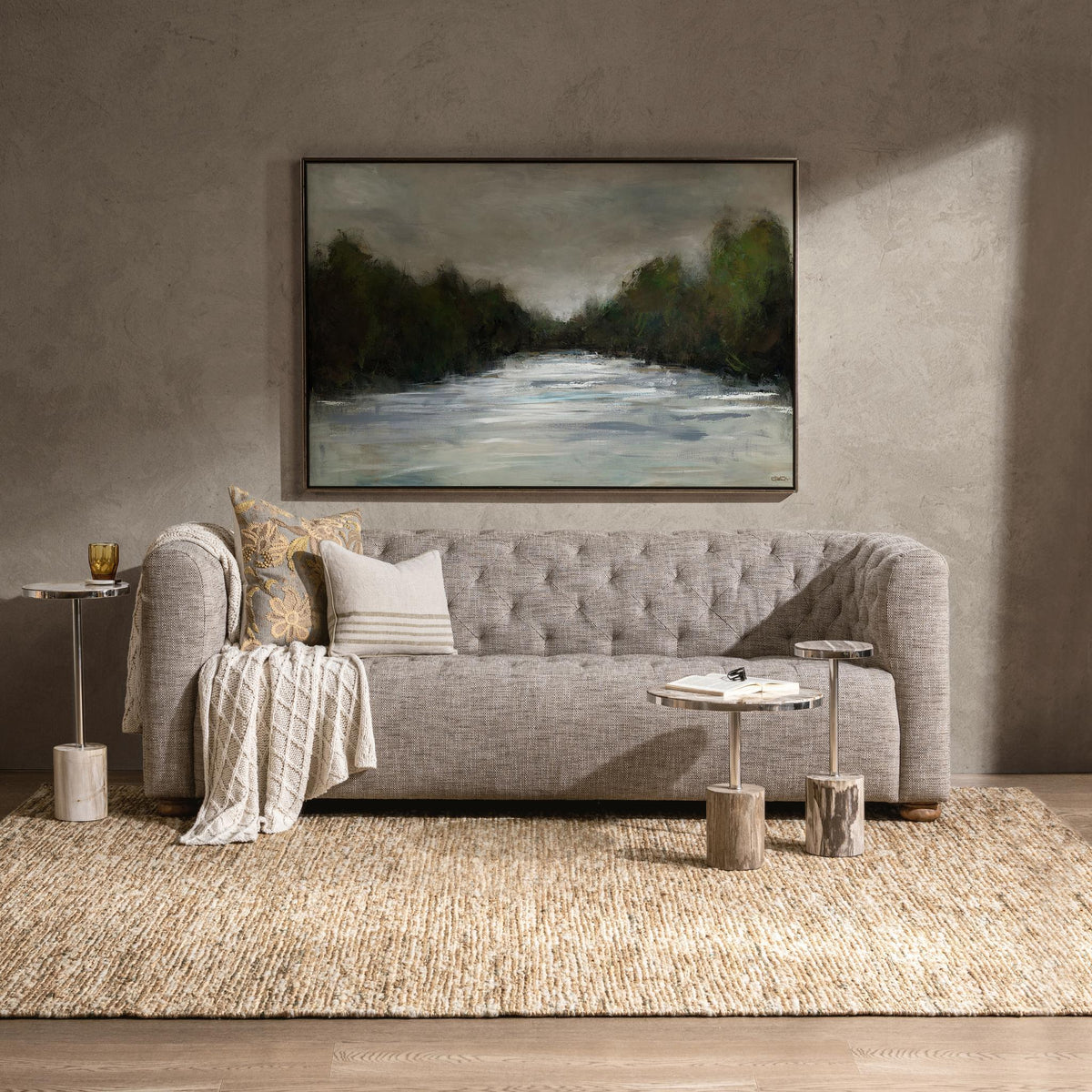 Jordyn Round Small Accent Table - Sepia Vein