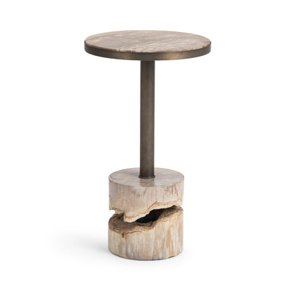 Melia Round Small Accent Table - Sepia Vein