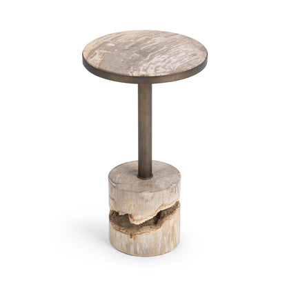Melia Round Small Accent Table - Sepia Vein