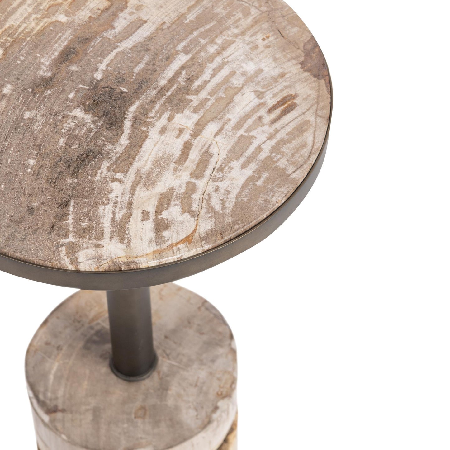 Melia Round Small Accent Table - Sepia Vein