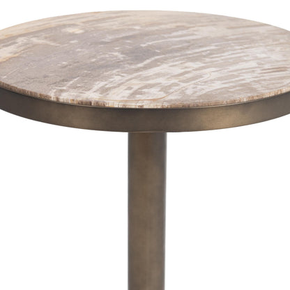 Melia Round Small Accent Table - Sepia Vein