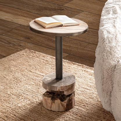 Melia Round Large Accent Table - Sepia Vein