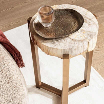 Breanna Round Large Accent Table - Sepia Vein