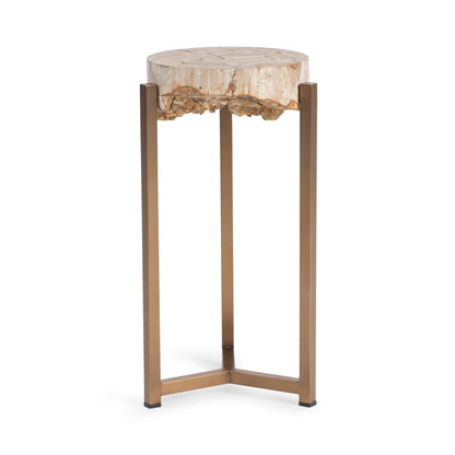 Breanna Round Small Accent Table - Sepia Vein