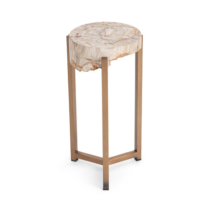 Breanna Round Small Accent Table - Sepia Vein
