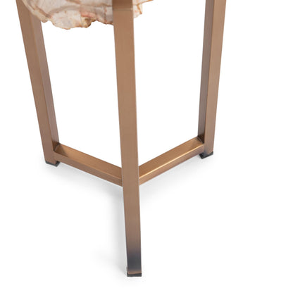 Breanna Round Small Accent Table - Sepia Vein