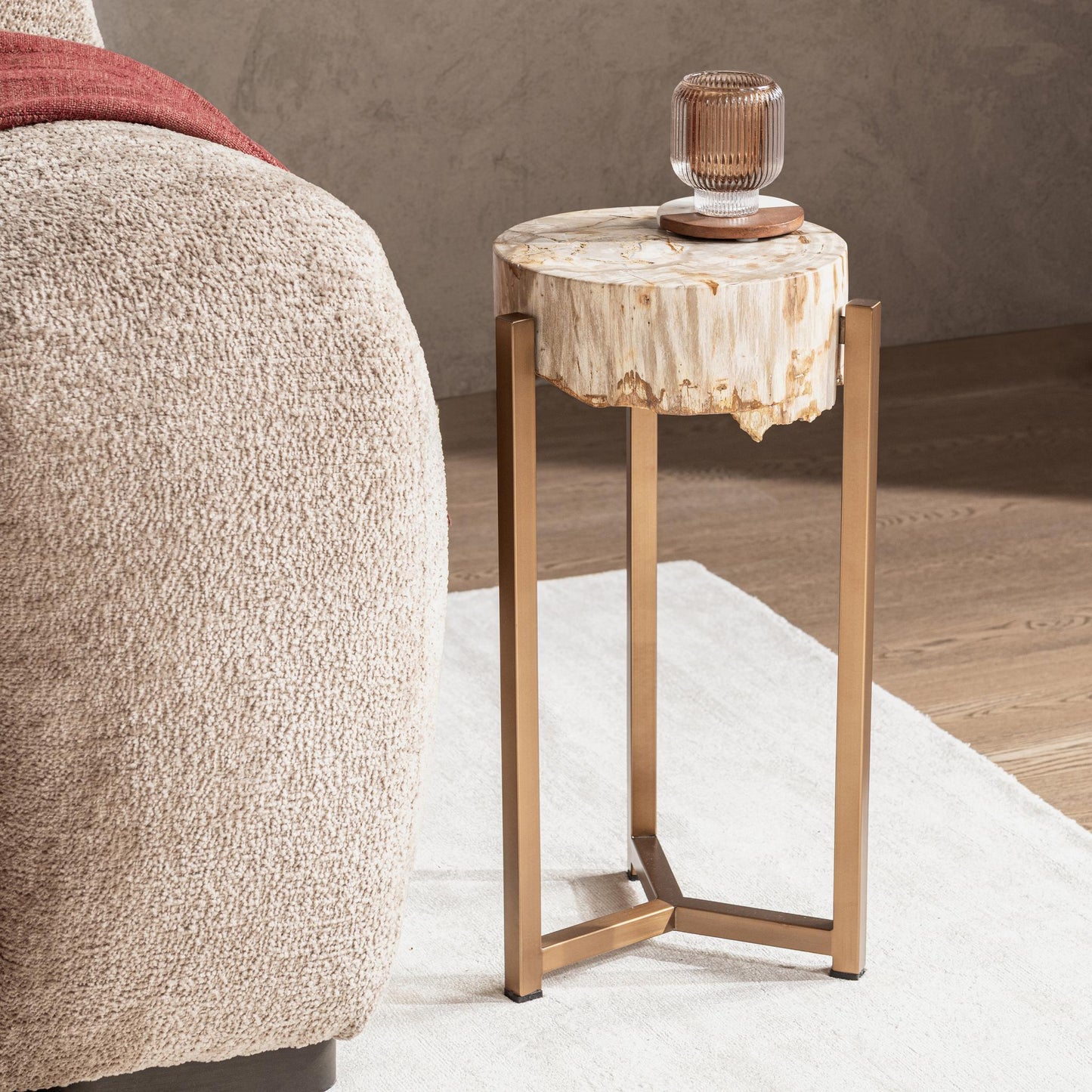 Breanna Round Small Accent Table - Sepia Vein