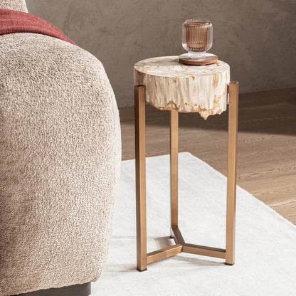 Breanna Round Small Accent Table - Sepia Vein