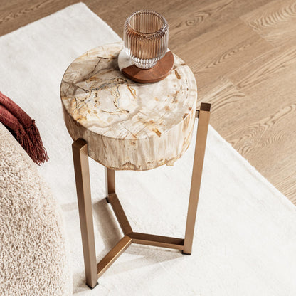 Breanna Round Small Accent Table - Sepia Vein