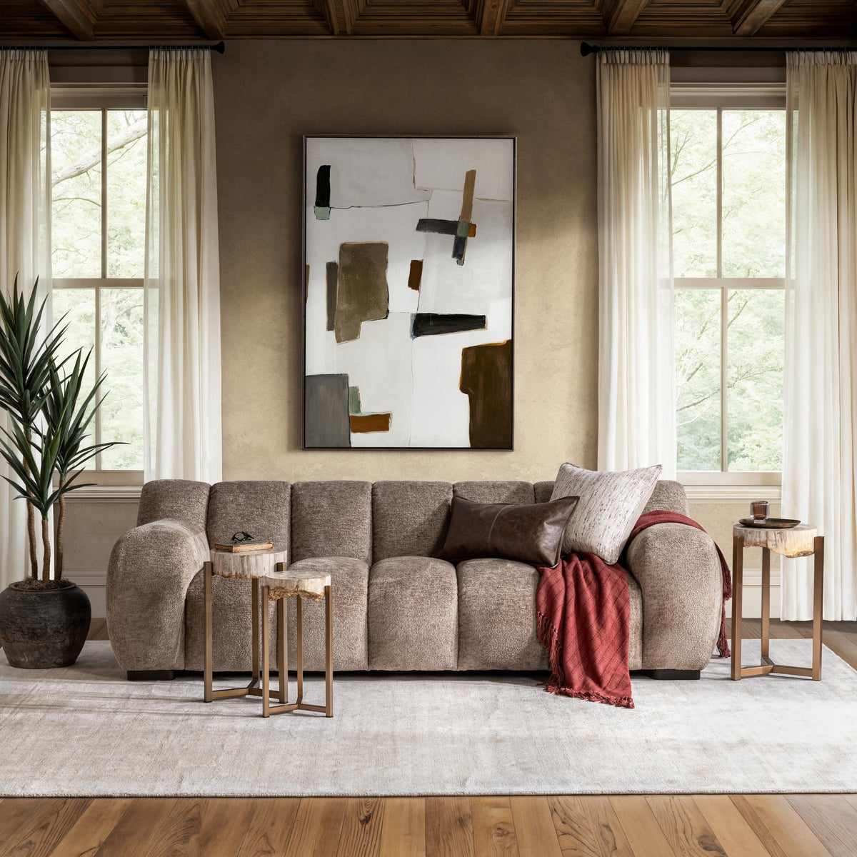 Breanna Round Small Accent Table - Sepia Vein