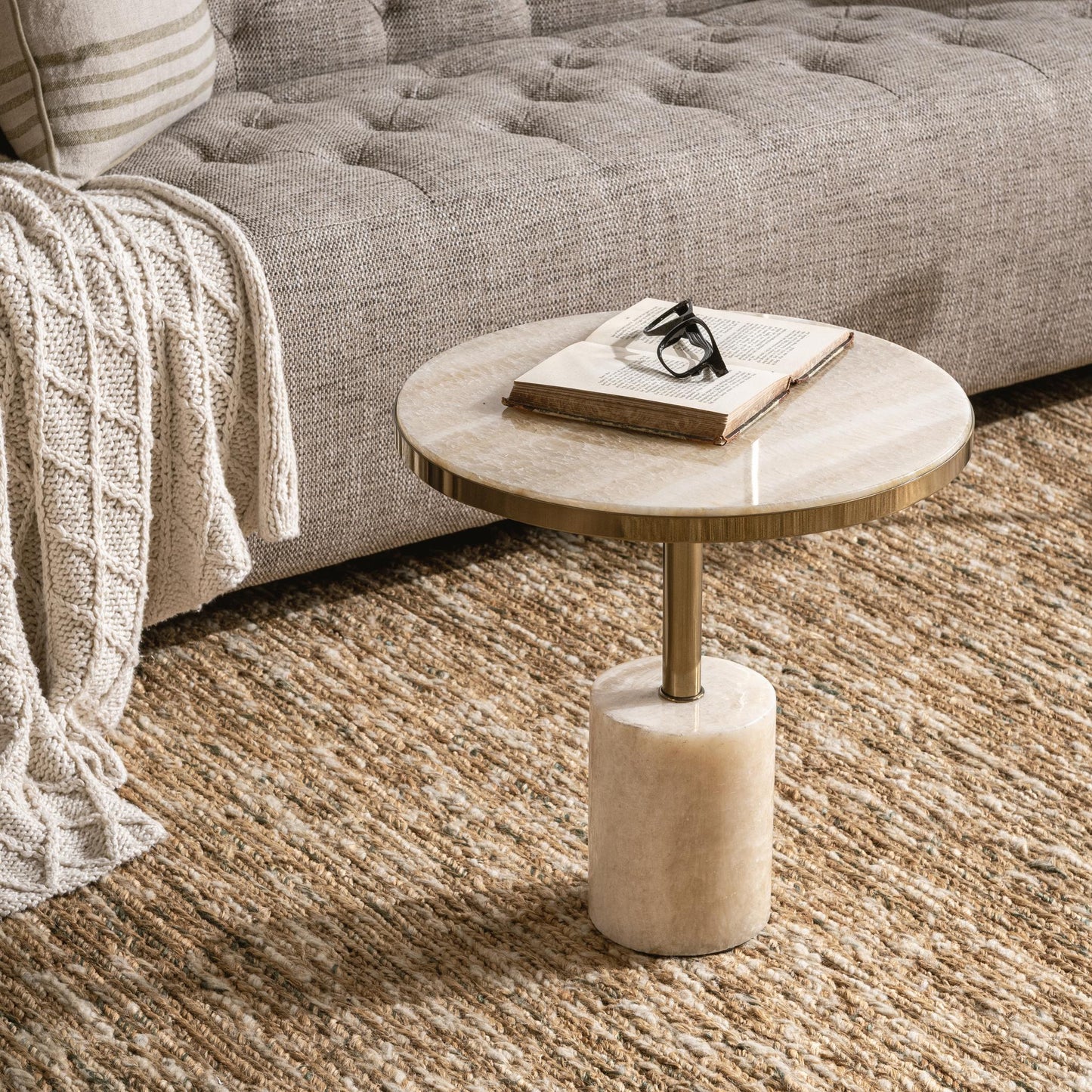 Jordyn Round Large Accent Table - Champagne