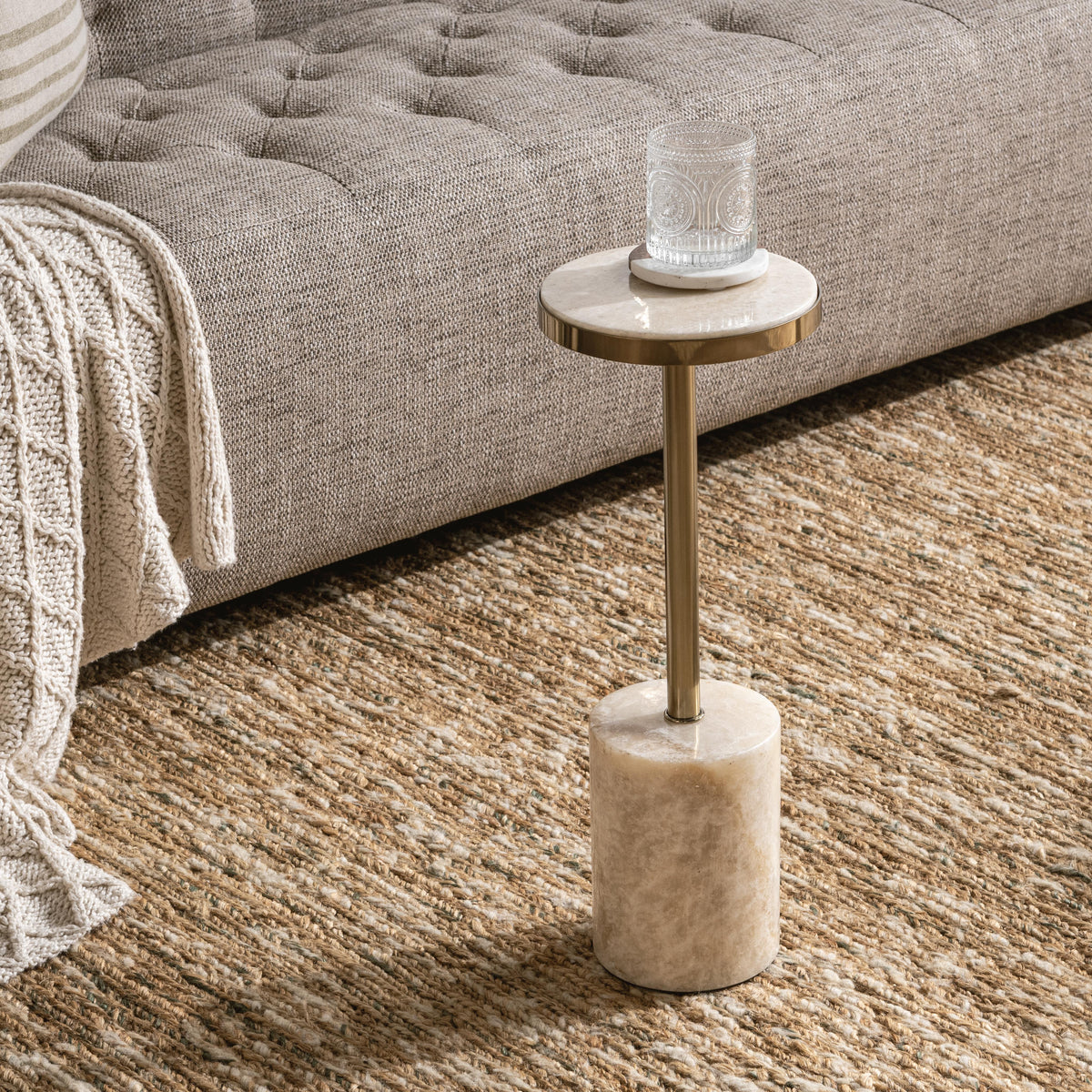 Jordyn Round Small Accent Table - Champagne