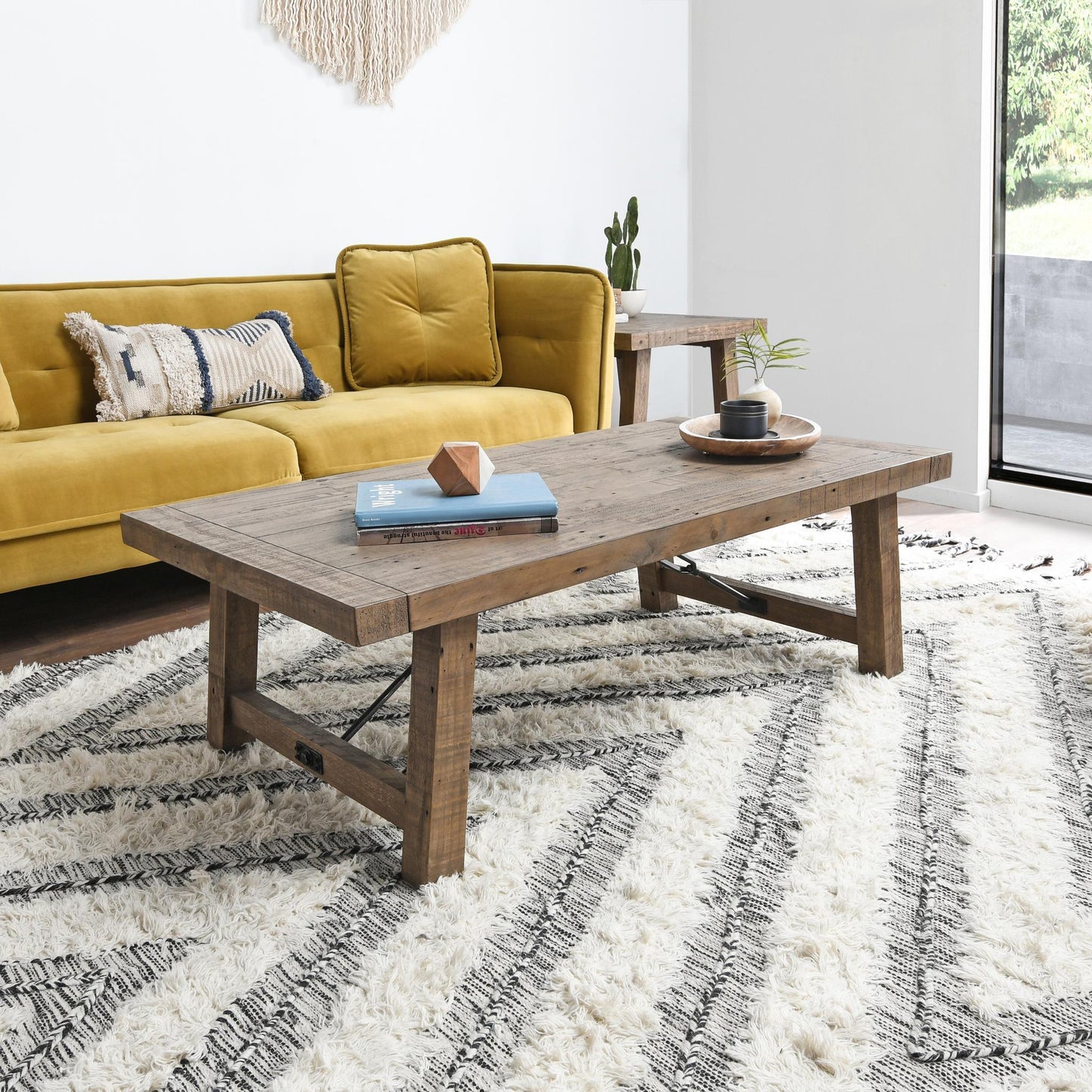 Tuscany 55" Coffee Table Distressed Brown