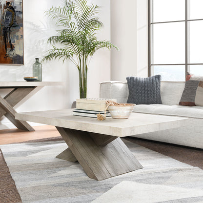 Durant Rectangle Coffee Table - Antique White/Distressed Brown
