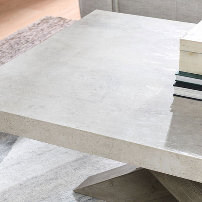 Durant Rectangle Coffee Table - Antique White/Distressed Brown
