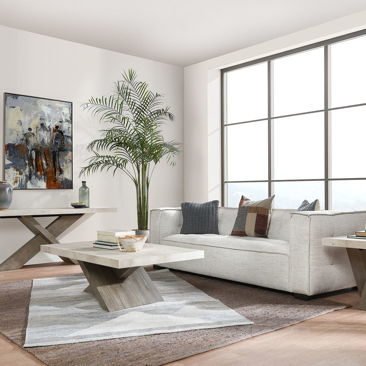 Durant Rectangle Coffee Table - Antique White/Distressed Brown