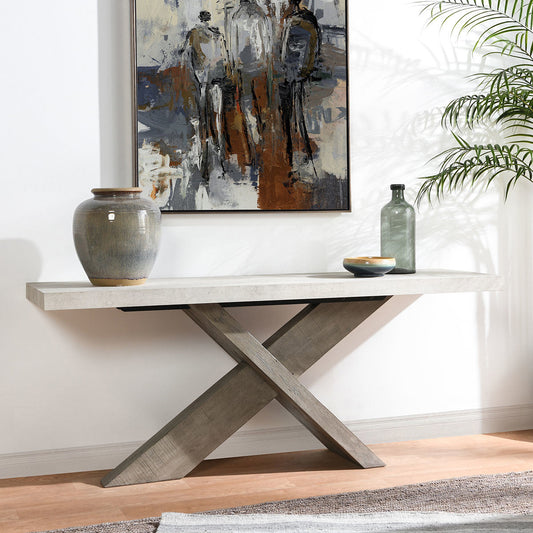 Durant Rectangle Console Table - Distressed Gray-Weathered Chalk