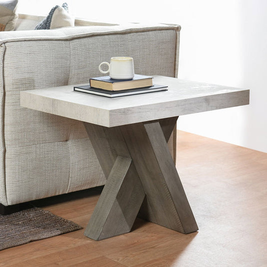 Durant Rectangle End Table - Antique White/Distressed Gray