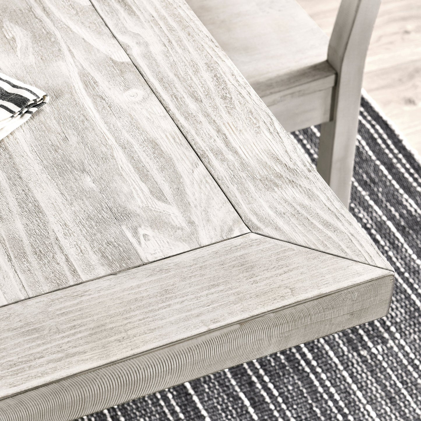Caleb 78" Dining Table Distressed Ivory