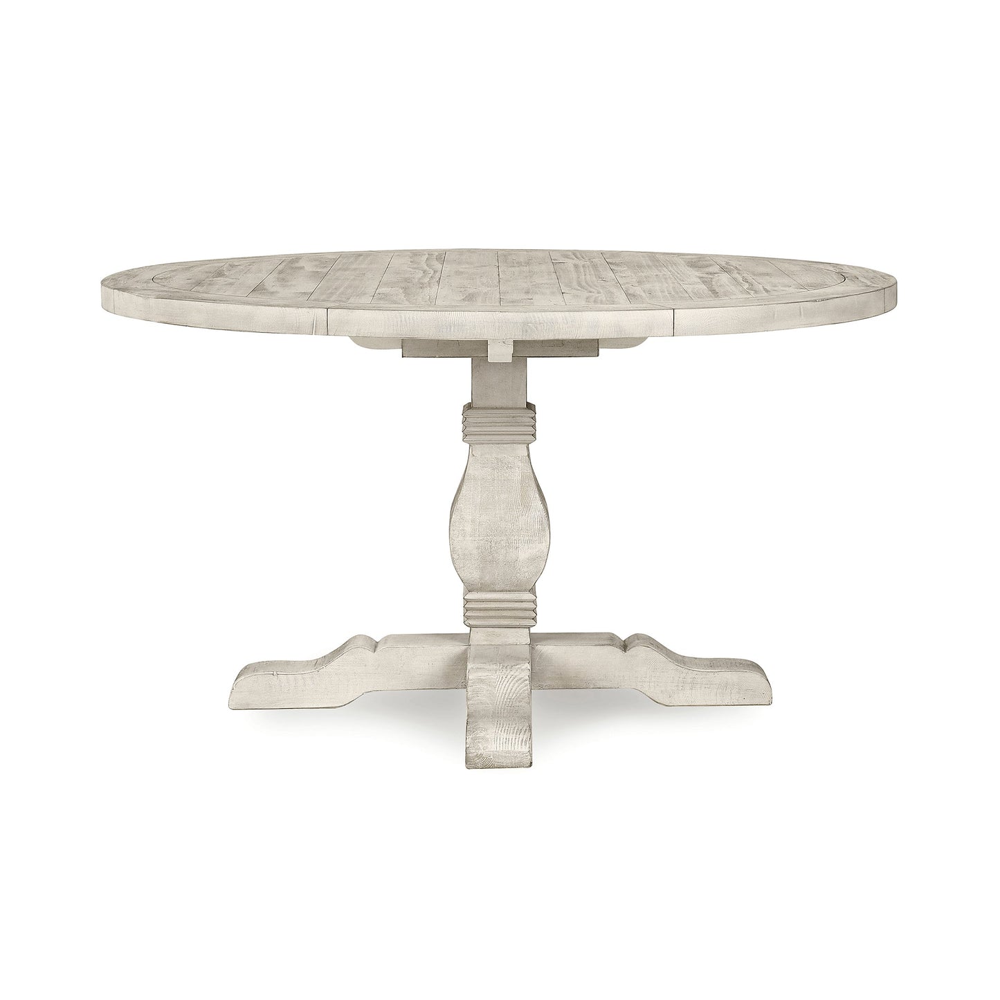 Caleb 55" Round Dining Table Distressed Ivory