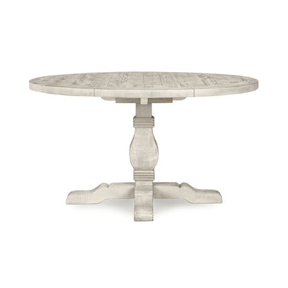 Caleb 55" Round Dining Table Distressed Ivory