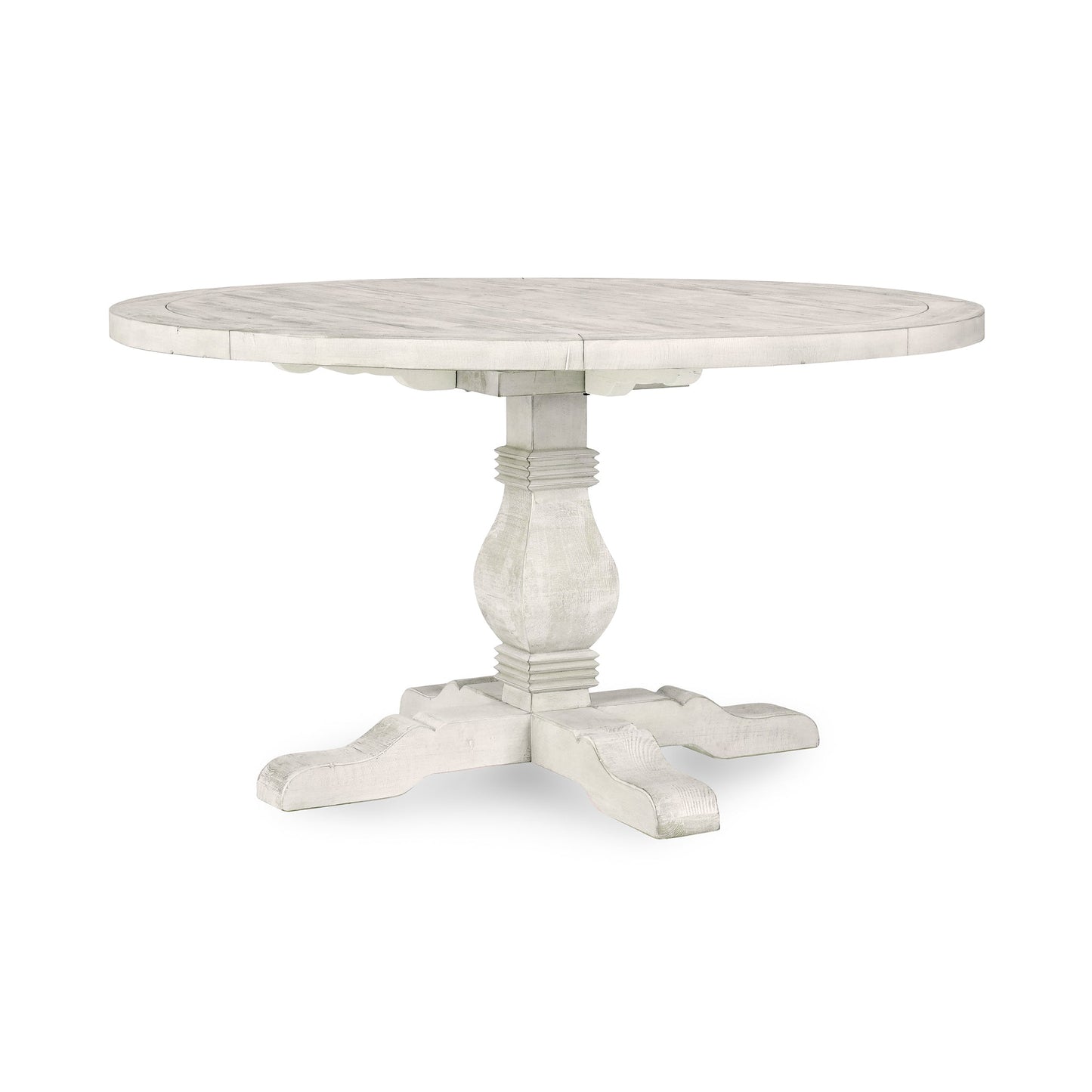 Caleb 55" Round Dining Table Distressed Ivory