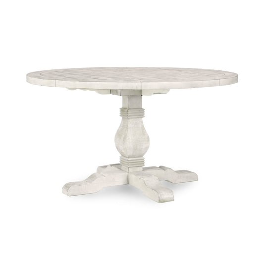 Caleb 55" Round Dining Table Distressed Ivory