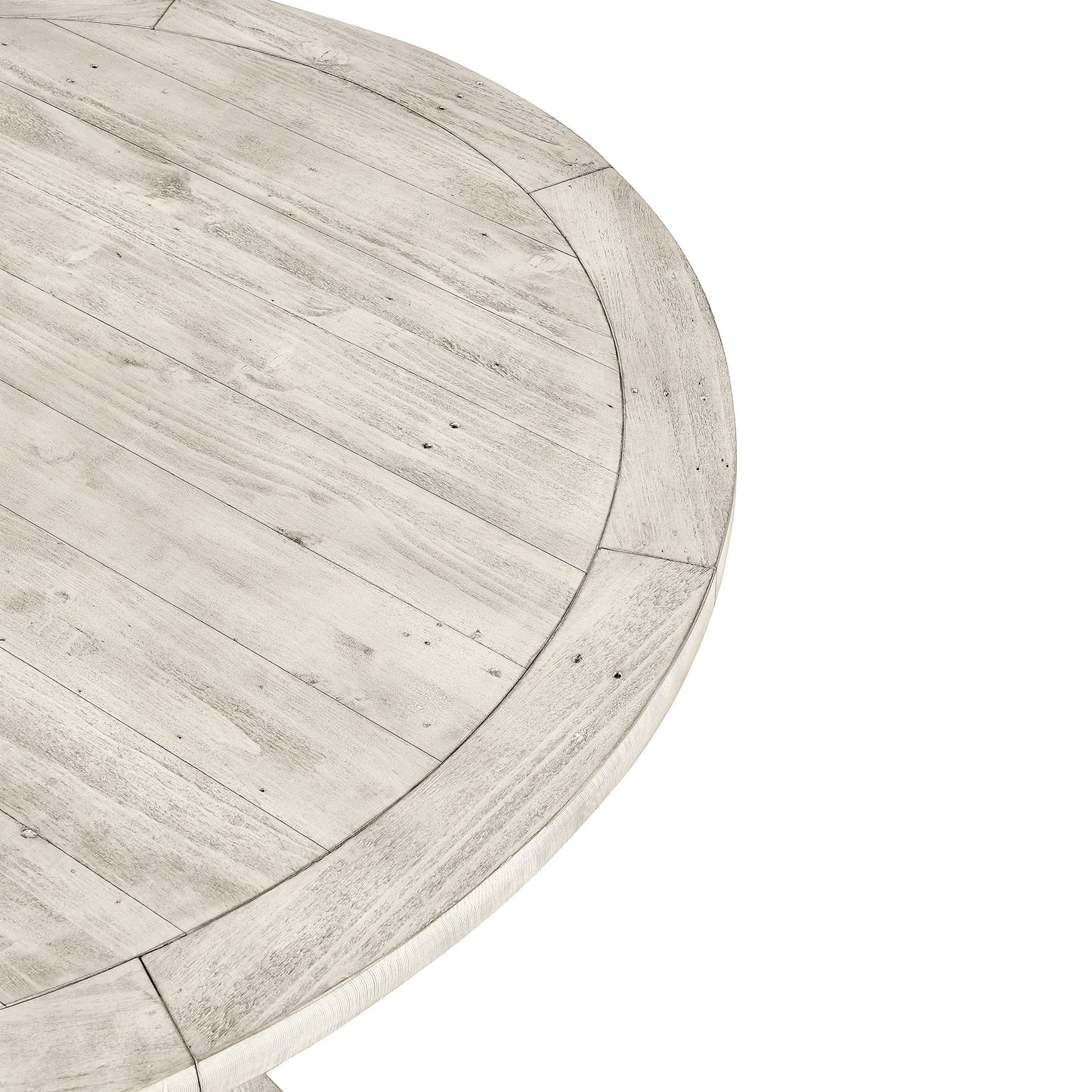 Caleb 55" Round Dining Table Distressed Ivory