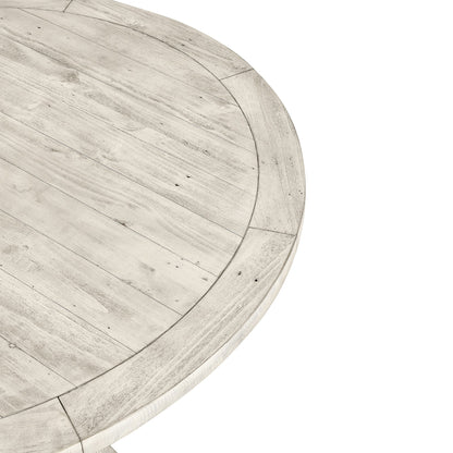 Caleb 55" Round Dining Table Distressed Ivory