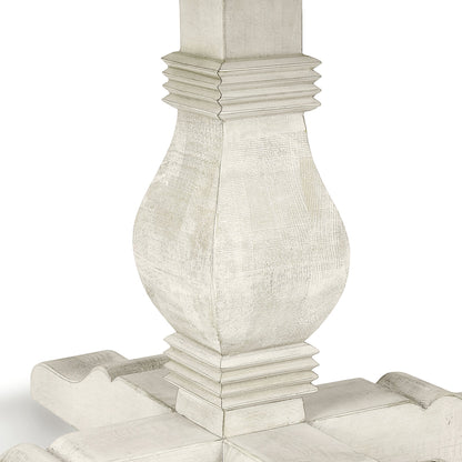 Caleb 55" Round Dining Table Distressed Ivory