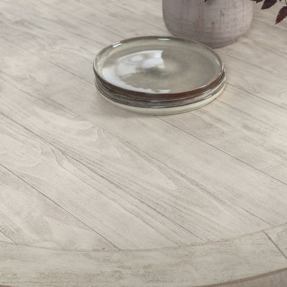 Caleb 55" Round Dining Table Distressed Ivory