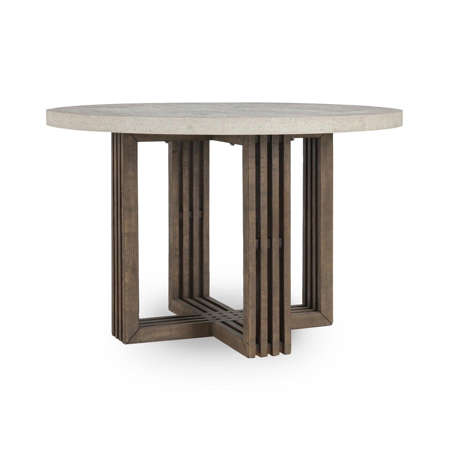 Aspen Reclaimed Pine 47" Round Dining Table - Distressed Brown/Weathered Chalk