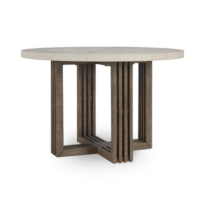 Aspen Reclaimed Pine 47" Round Dining Table - Distressed Brown/Weathered Chalk