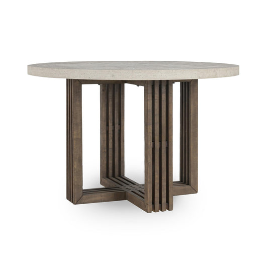 Aspen Reclaimed Pine 47" Round Dining Table - Distressed Brown/Weathered Chalk