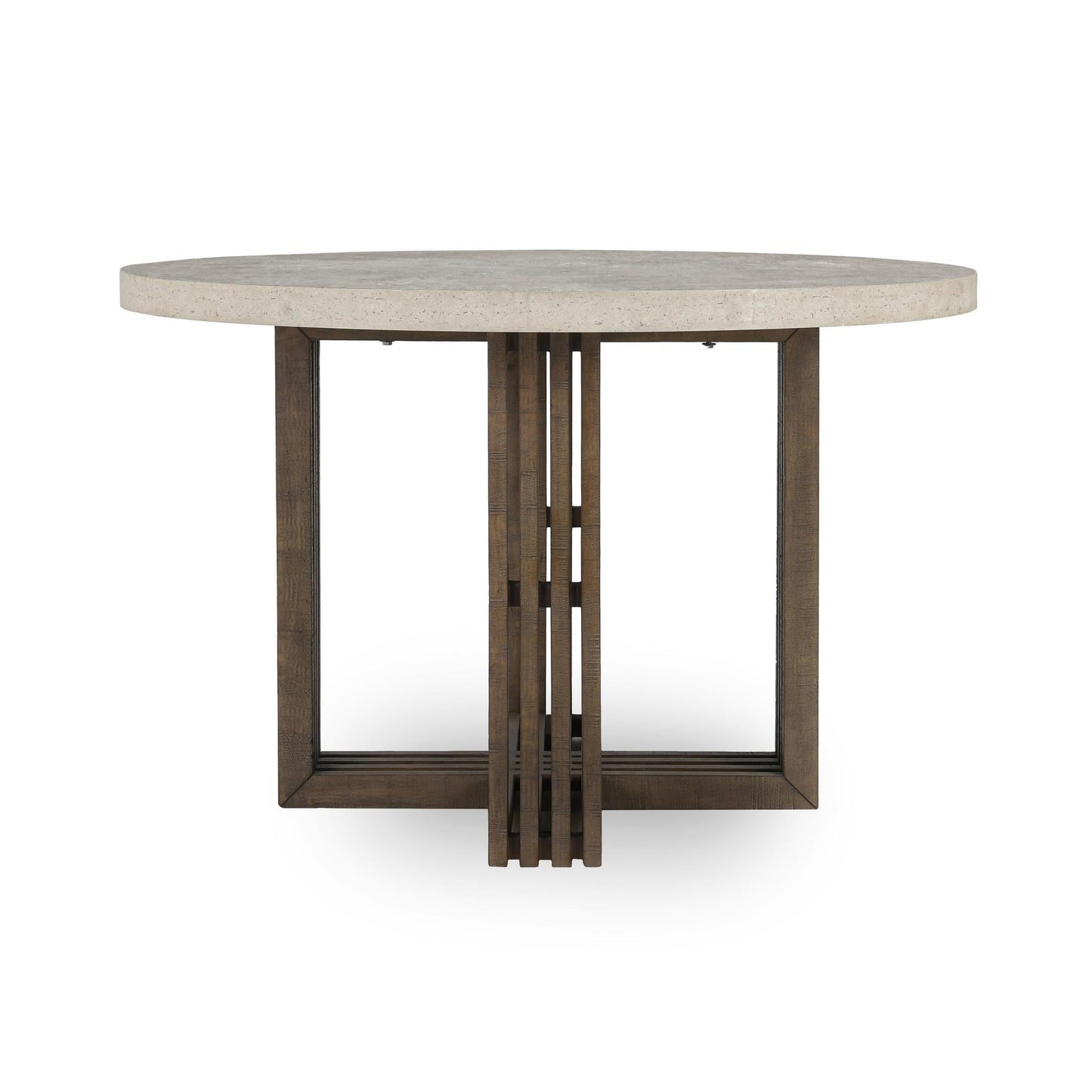 Aspen Reclaimed Pine 47" Round Dining Table - Distressed Brown/Weathered Chalk