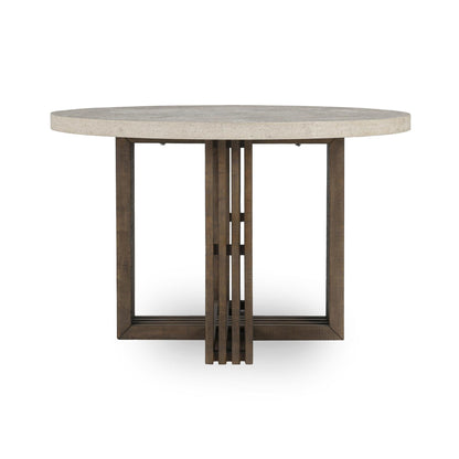 Aspen Reclaimed Pine 47" Round Dining Table - Distressed Brown/Weathered Chalk