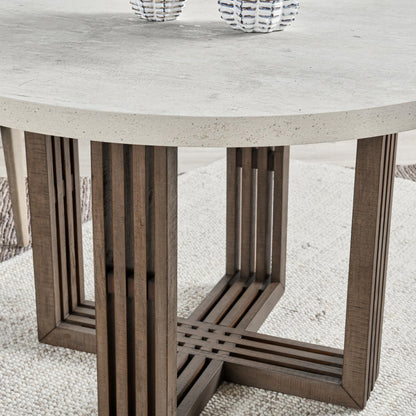 Aspen Reclaimed Pine 47" Round Dining Table - Distressed Brown/Weathered Chalk