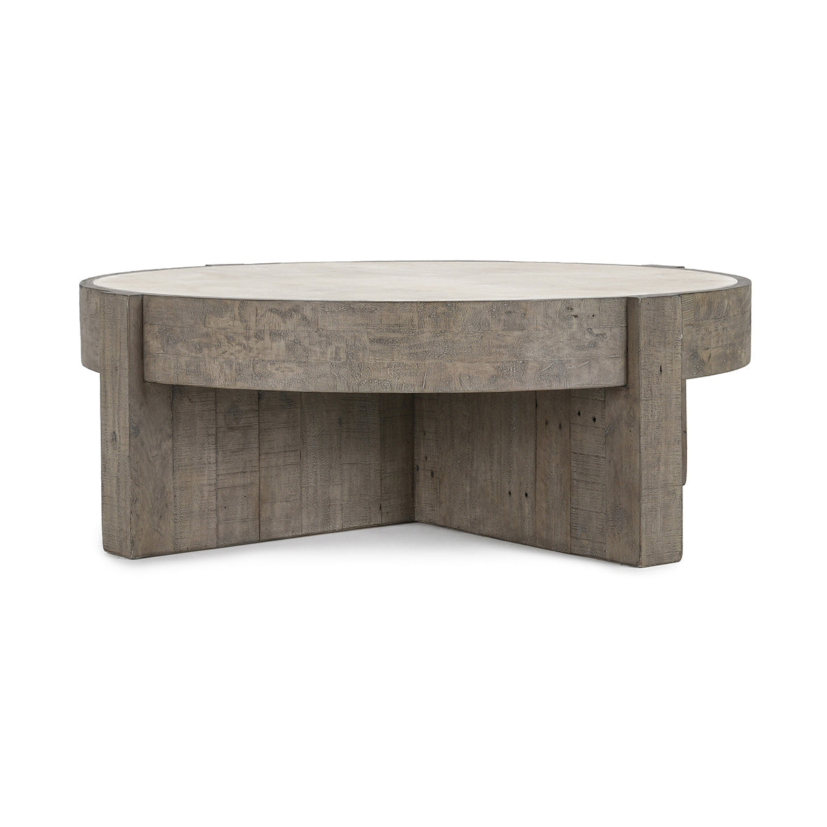 Sonoma Round Coffee Table - Antique White/Distressed Gray
