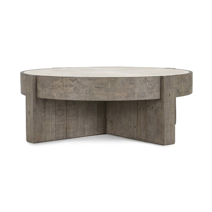 Sonoma Round Coffee Table - Antique White/Distressed Gray