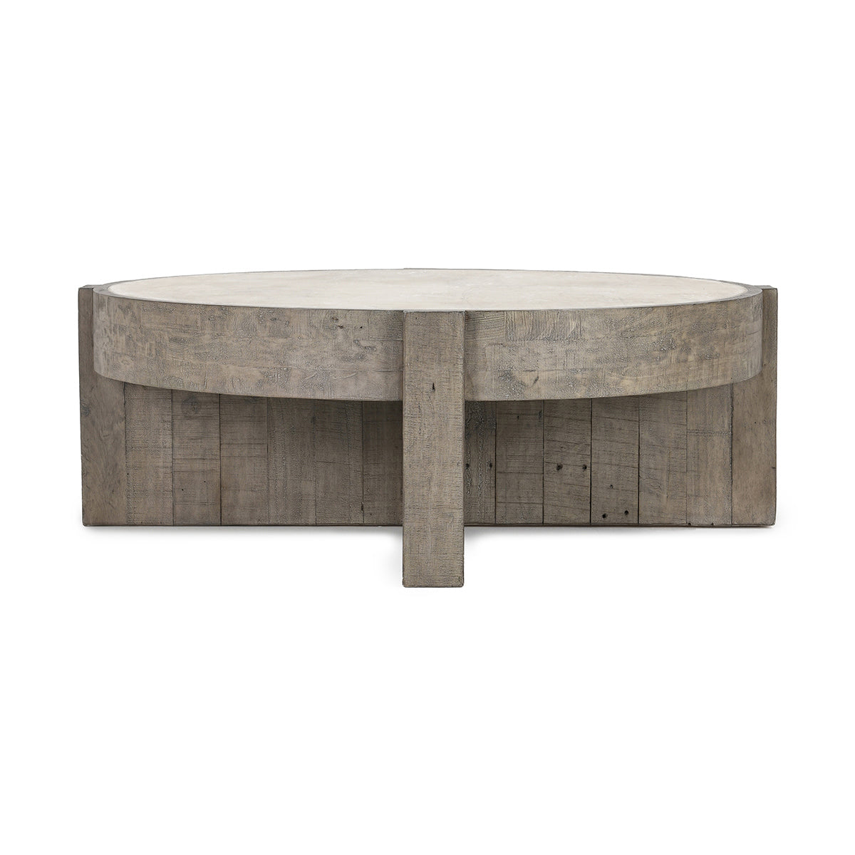 Sonoma Round Coffee Table - Antique White/Distressed Gray