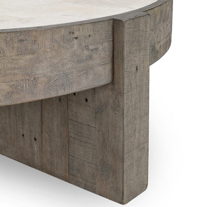 Sonoma Round Coffee Table - Antique White/Distressed Gray