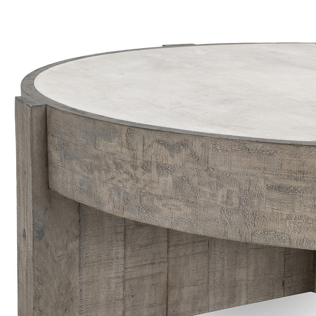 Sonoma Round Coffee Table - Antique White/Distressed Gray