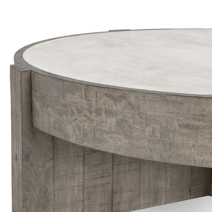 Sonoma Round Coffee Table - Antique White/Distressed Gray