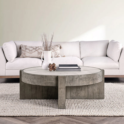 Sonoma Round Coffee Table - Antique White/Distressed Gray