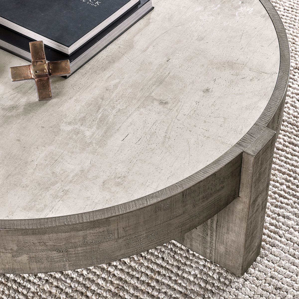 Sonoma Round Coffee Table - Antique White/Distressed Gray