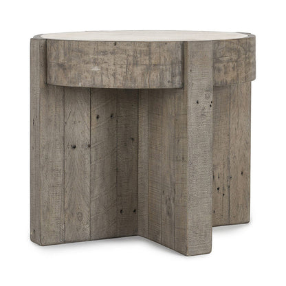Sonoma Round End Table - Antique White/Distressed Gray