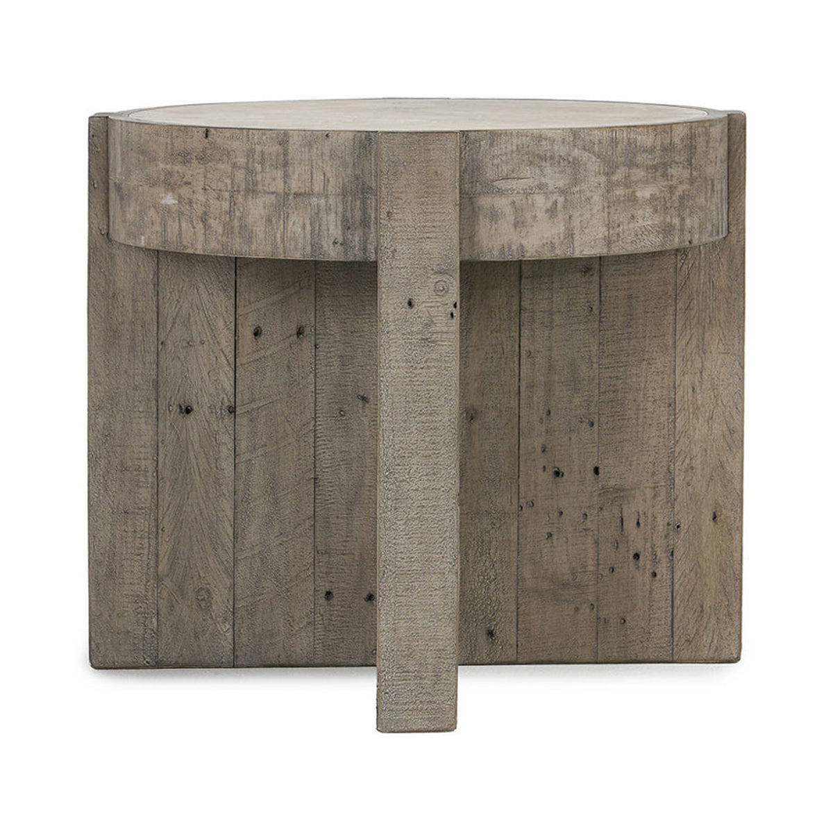Sonoma Round End Table - Antique White/Distressed Gray