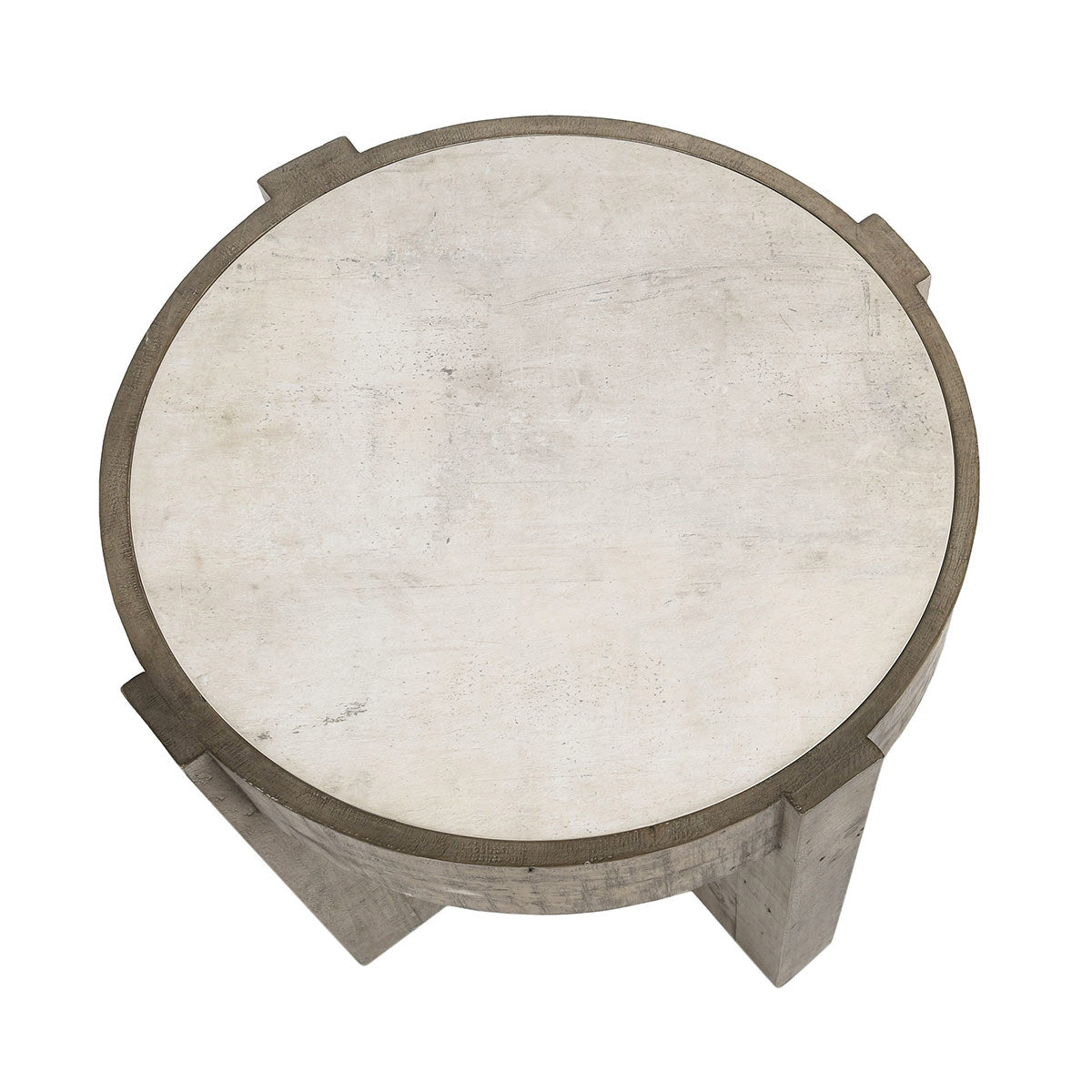 Sonoma Round End Table - Antique White/Distressed Gray